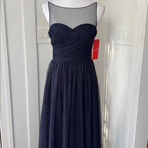 NWT MONIQUE LHUILLIER Sleeveless Sweetheart Illusion Gown In Blue Size 4